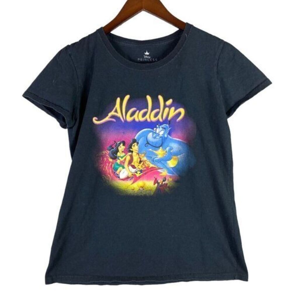 Disney Aladdin Jasmine T-Shirt‎ Princess Juniors Size Medium Genie Shirt Black